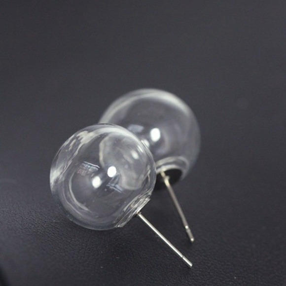 Cute Women Stud Earrings  - Bubble Glass - Trendy - Picture 3 of 3
